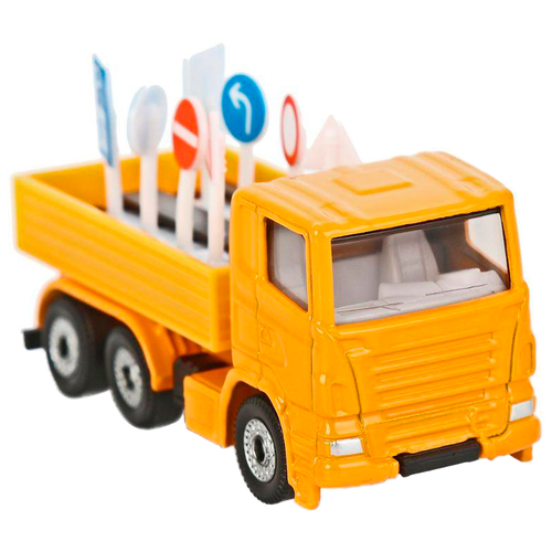 Грузовик Siku с дорожными знаками (1322) 1:87, 7.7 см, желтый машины siku грузовик с дорожными знаками 1322
