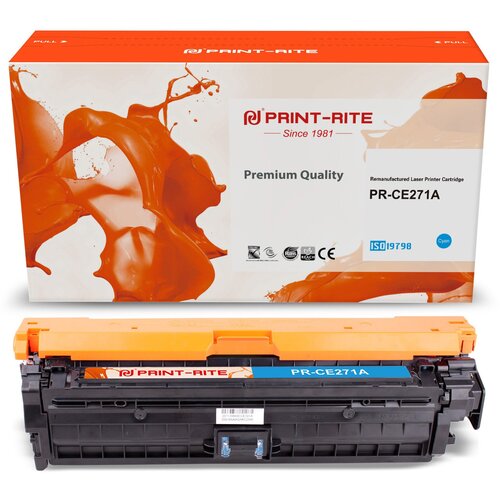 Картридж лазерный Print-Rite TRH864YPU1J PR-CE271A CE271A голубой (15000стр.) для HP LJ Ent CP5525 print rite картридж лазерный print rite tfha1ibpu1j pr cf281x cf281x черный 25000стр для hp lj ent m630 m605dn m606dn m605x