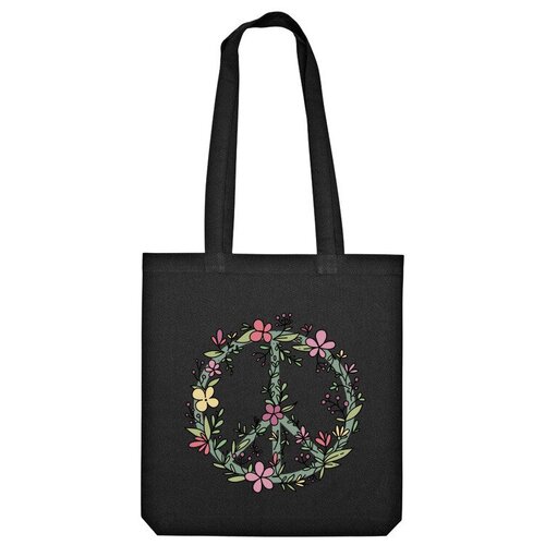 Сумка шоппер Us Basic, черный сумка хиппи знак мира цветочный пастельный пацифик зеленый