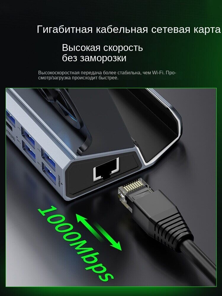 Док-станция Steam Deck с RGB подсветкой Охлаждающий вентилятор Зарядная база USB HDMI HD 4K60HZ 10 в 1