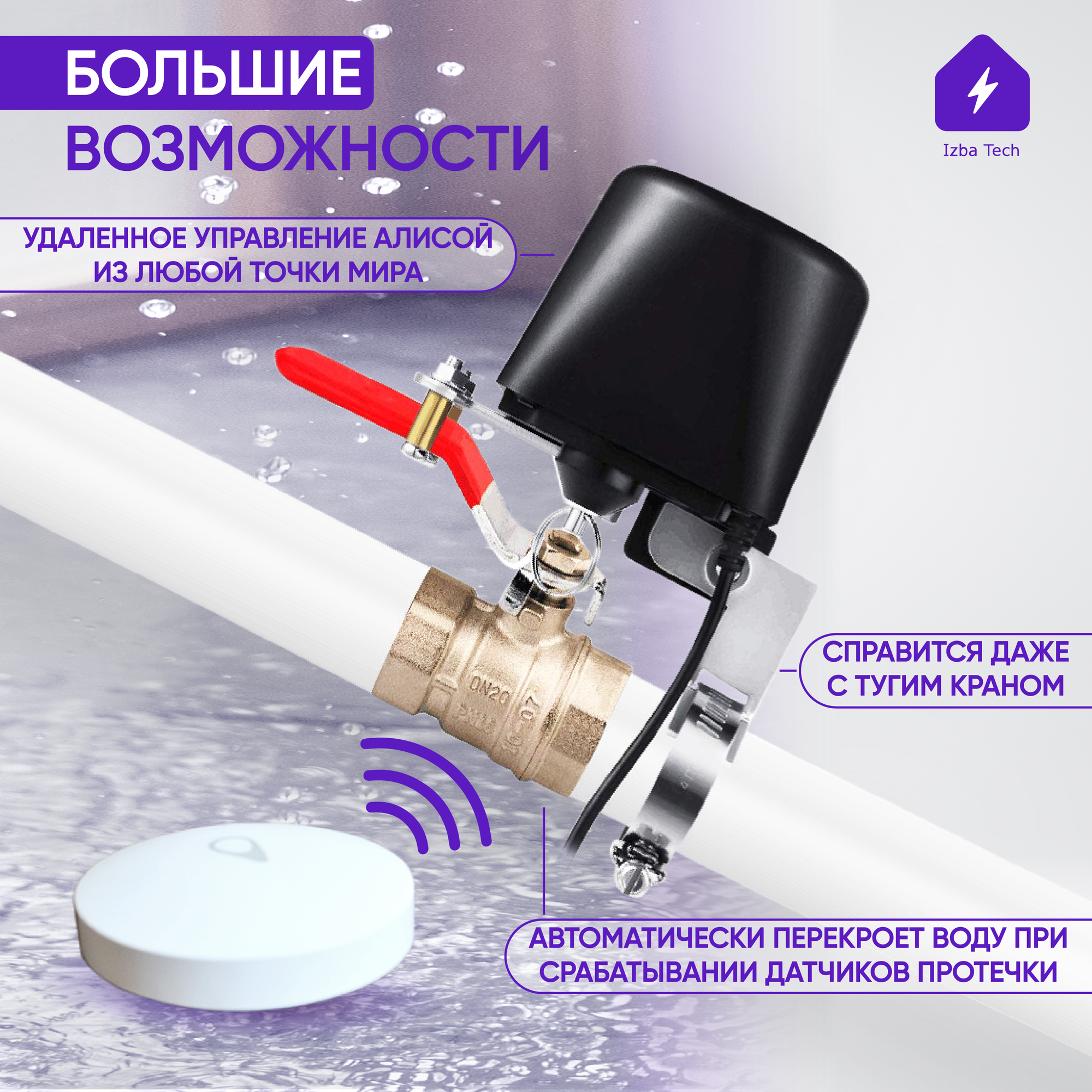 Умный привод перекрытия воды / газа работает с Алисой