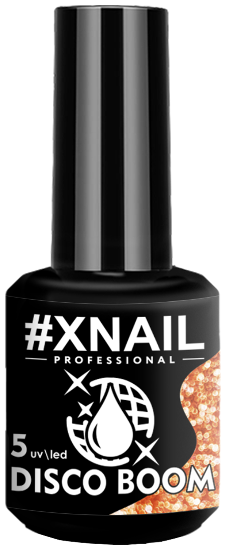 Светоотражающий гель лак XNAIL PROFESSIONAL Disco Boom, для дизайна ногтей, с глиттером, 15мл, №05 бурбон