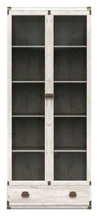 Шкаф-витрина книжный БРВ-мебель Индиана JWIT2D1S, (ШхГхВ): 80х40х195.5 см, сосна каньйон - фотография № 1