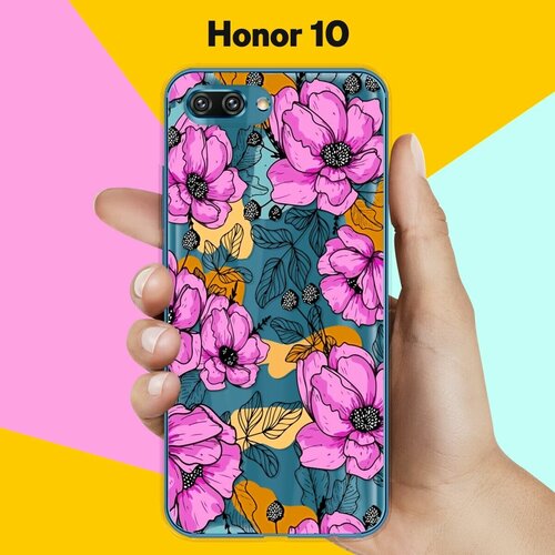 Силиконовый чехол на Honor 10 Фиолетовые цветы / для Хонор 10 силиконовый чехол цветы фиолетовые на honor 10