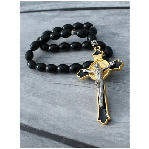 Четки Крест православный, украшение в машину / черн-золот.