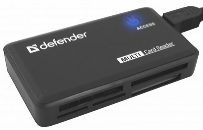 Карт-ридер USB-A 2.0 MMC MS M2 SD microSD TF Defender Optimus пять слотов четыре одновременно - чёрный