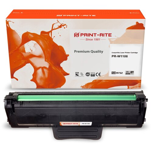 Картридж лазерный Print-Rite TFHB9GBPU1J PR-W1106 W1106A черный (1000стр.) для HP Laser 107a/107r/107w/135a MFP/135r MFP/135w MFP/137fnw MFP картридж easyprint lh w1106a черный 1000 страниц совместимый для 107a 107r 107w mfp 135a 135r 135w 137fnw