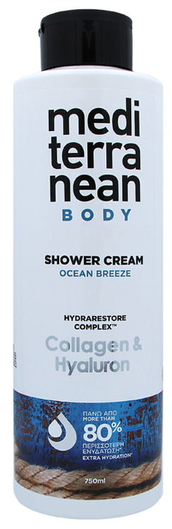 Mediterranean Shower Cream Ocean Breeze Collagen & Hyaluron - Медитирэниан Крем для душа бриз океана с коллагеном и гиалуроновой кислотой, 750 мл -