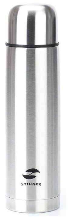 Stinger HB-1000A Термос stinger с чехлом, 1 л, узкий, сталь, искусств. кожа, серебристый, чехол - чёрный
