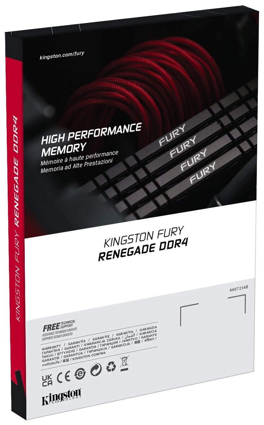 Kingston Оперативная память для компьютера 16Gb (2x8Gb) PC4-21300 2666MHz DDR4 DIMM CL13 Kingston Fury Renegade (KF426C13RBK2/16)