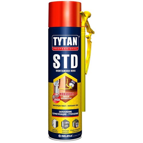 Пена монтажная бытовая Tytan Professional STD эрго, всесезоная, 500 мл монтажная пена tytan std эрго 500 мл всесезонная