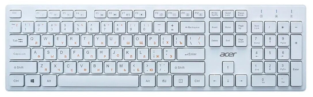 Клавиатура проводная Acer OKW123 (ZL. KBDEE.00D) подсветка, numpad, Белый