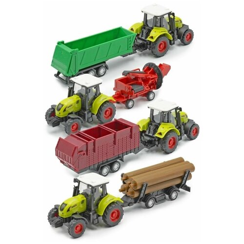 фото Комплект 4 трактора c прицепом / игрушечная сельскохозяйственная техника msn toys