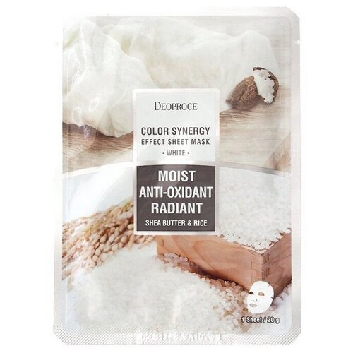 Deoproce Маска тканевая на основе масла ши и рисовой воды Color Synergy Effect Sheet Mask White, 20 г, 20 мл