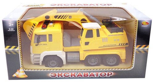 Экскаватор ABtoys со световыми и звуковыми эффектами (C-00227) 1:12, желтый/белый