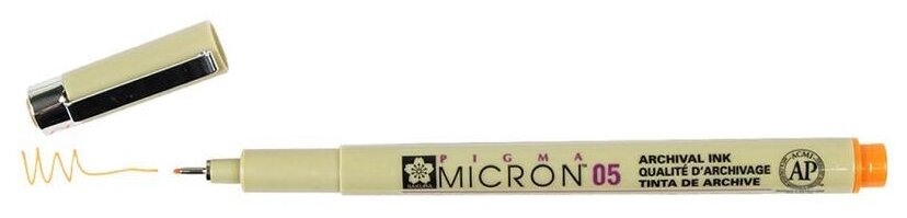 Ручка капиллярная Sakura Pigma Micron 0.45 мм, цвет чернил: оранжевый