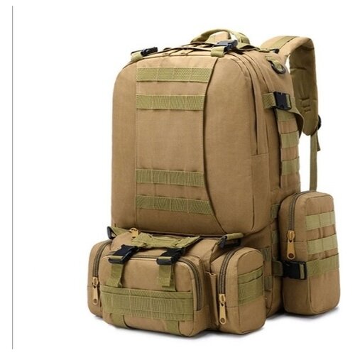 фото Штурмовой тактический военный рюкзак 50 литров со съёмными подсумками и ситемой молле из водонепроницаемой ткани цвет зеленый b-22 tactical