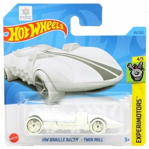 Машинка Hot Wheels коллекционная (оригинал) HW BRAILLE RACER TWIN MILL белый HKG33 hot wheels x 34 landspeeder звездные войны лендспидер 12 250 hw screen time 2 10 mattel grx16