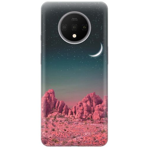 фото Gosso ультратонкий силиконовый чехол-накладка для oneplus 7t с принтом "месяц над розовыми горами"