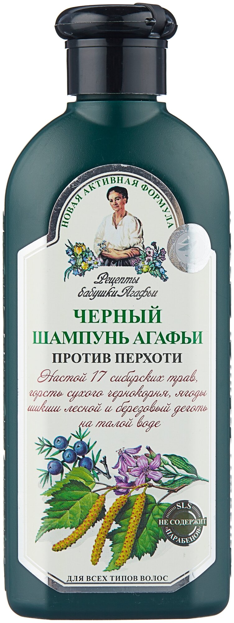Рецепты бабушки Агафьи Шампунь Агафьи Черный для всех типов волос против перхоти 350 мл