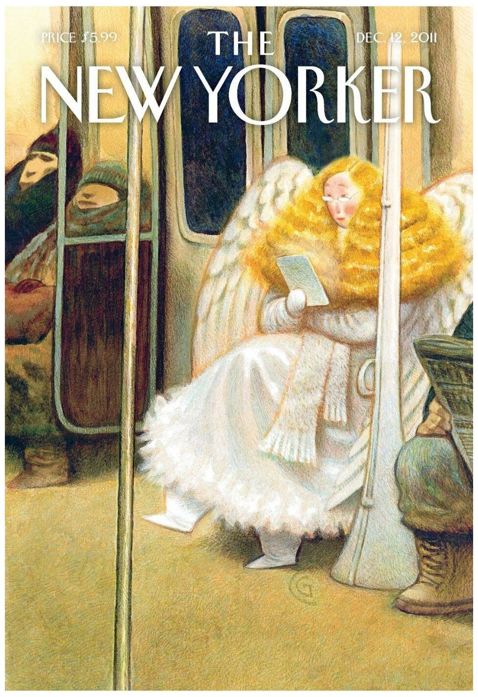 Постер / Плакат / Картина Обложки New Yorker - Ангел в метро 40х50 см в раме