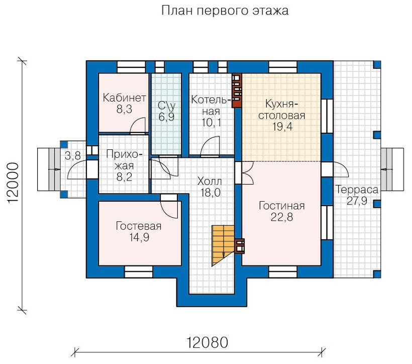 Проект кирпичного дома Catalog-Plans-45-55AL (299,95кв.м, 12,98x11,4м, кирпичного) - фотография № 2