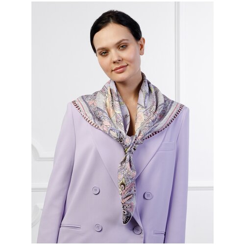 Платок ELEGANZZA, натуральный шелк, 90х90 см, фиолетовый, розовый, фиолетовый/розовый/лиловый  - купить