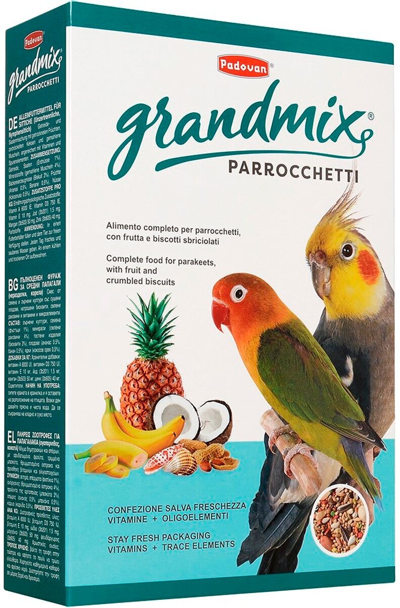 PADOVAN GRANDMIX PARROCCHETTI корм для средних попугаев (400 гр х 2 шт)