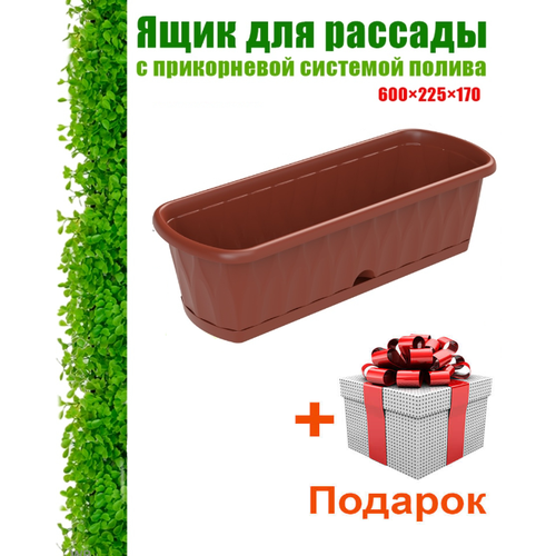 Кашпо ящик для растений 14л с поддоном и системой прикорневого полива