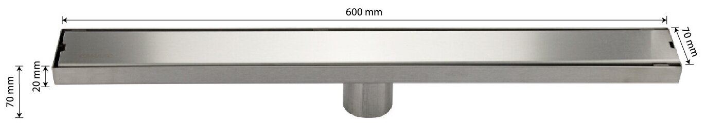 Трап санакс 600х70 мм, нержавеющая сталь, линейный, вертикальный, крышка литая, с сухим затвором - фотография № 4