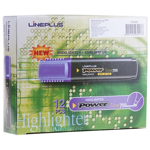 Line Plus Набор текстовыделителей Power Line 700 (HI-700C) оранжевый, 12 шт, фиолетовый, 12 шт. маркер текстовыделитель line plus hi 700c 1 5мм фиолетовый hi 700c 12шт
