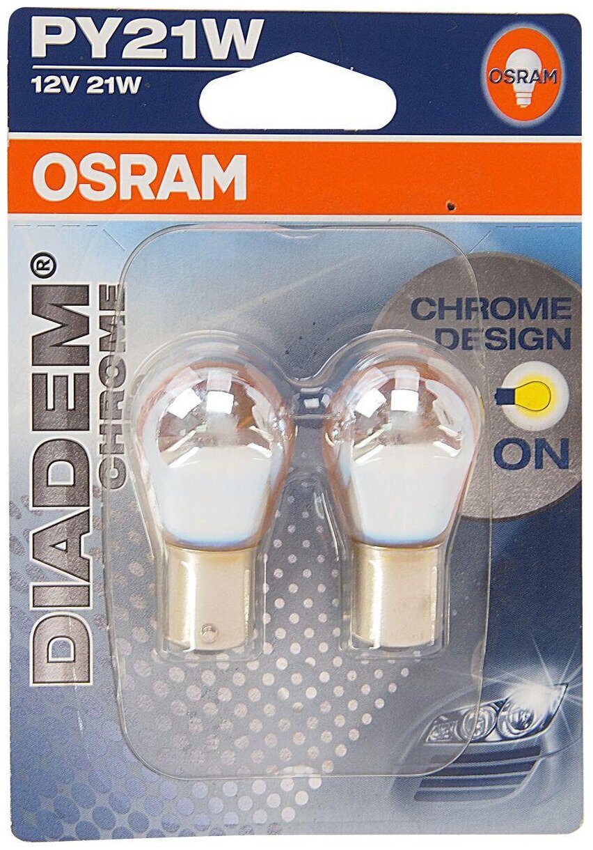 Лампа автомобильная накаливания OSRAM Diadem Chrome 7507DC-02B PY21W 12V 21W BAU15s