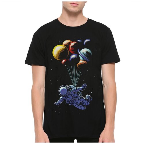 фото Футболка dream shirts космонавт и шарики мужская xs черная
