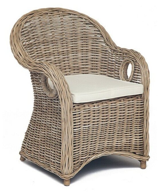 Кресло TetChair MAISONET c подушкой,натуральный ротанг, 63*66*85 см, натуральный серый/natural grey