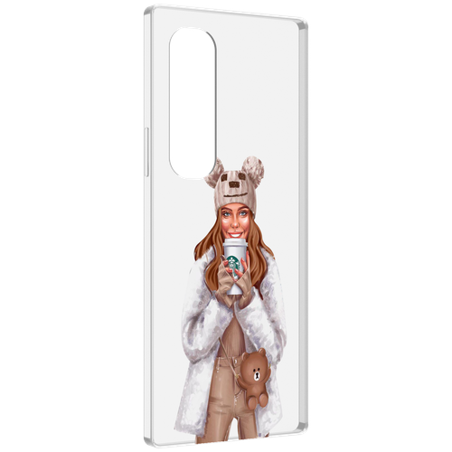 Чехол MyPads Девушка-с-кофе-старбакс женский для Samsung Galaxy Z Fold 4 (SM-F936) задняя-панель-накладка-бампер
