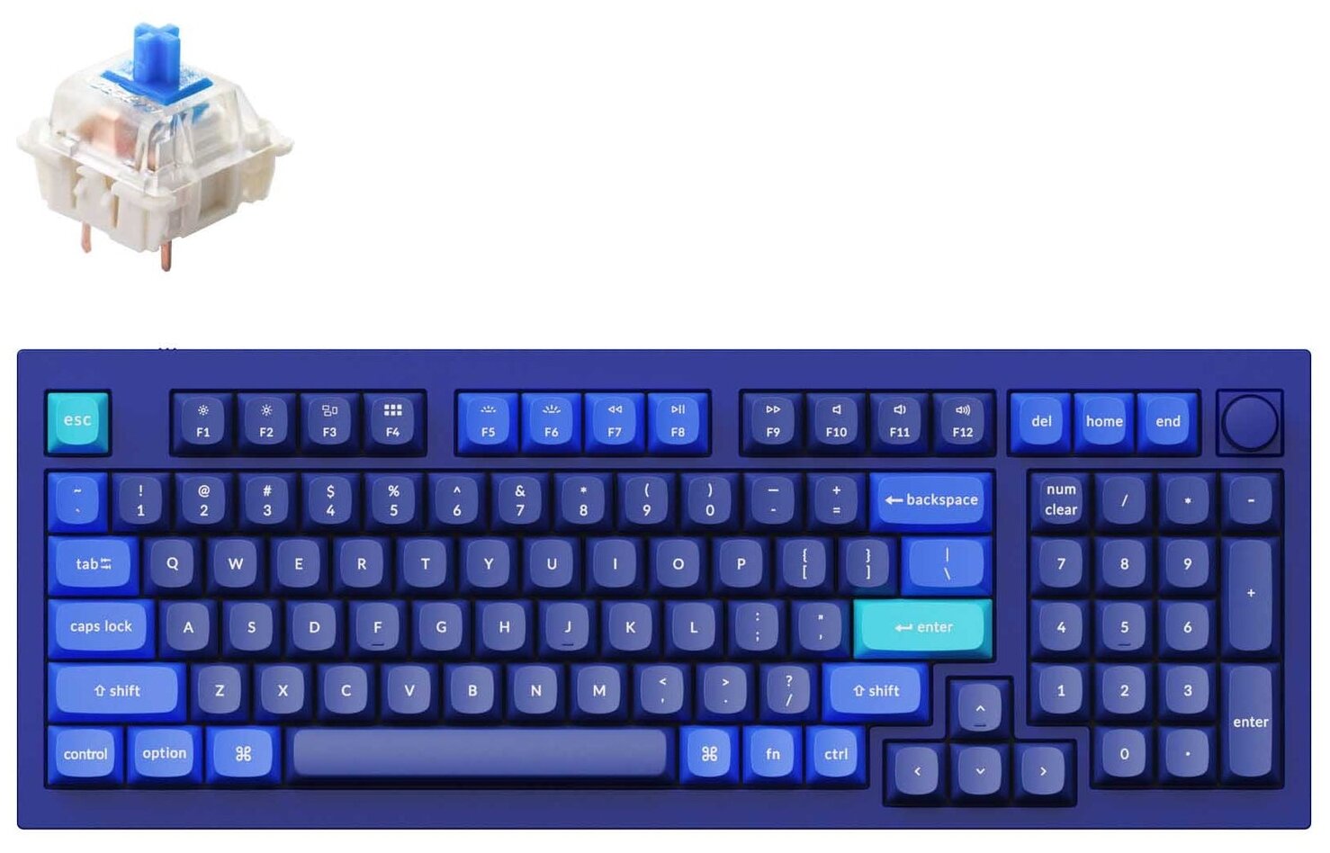 Клавиатура Keychron Q5-O2, RGB, Blue Switch, 100 кнопок, Blue