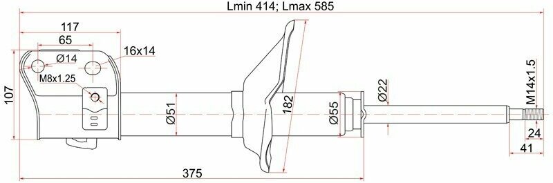 Амортизатор передний IMPREZA LEGACY 92-03 правый SAT ST-20314-AA020