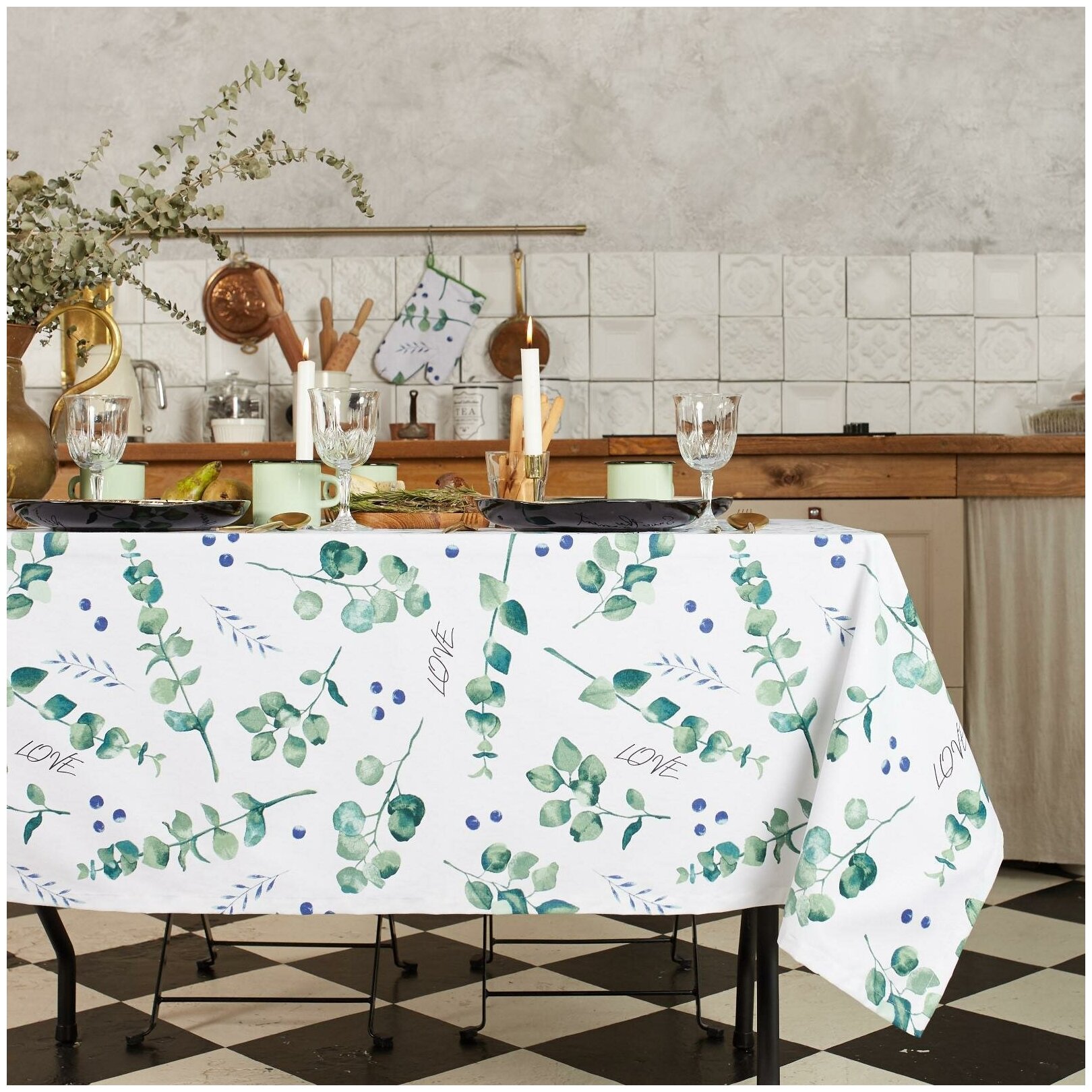 фото Скатерть "Этель" Eucalyptus 146х180см, 100% хлопок, саржа 190 гр/м2