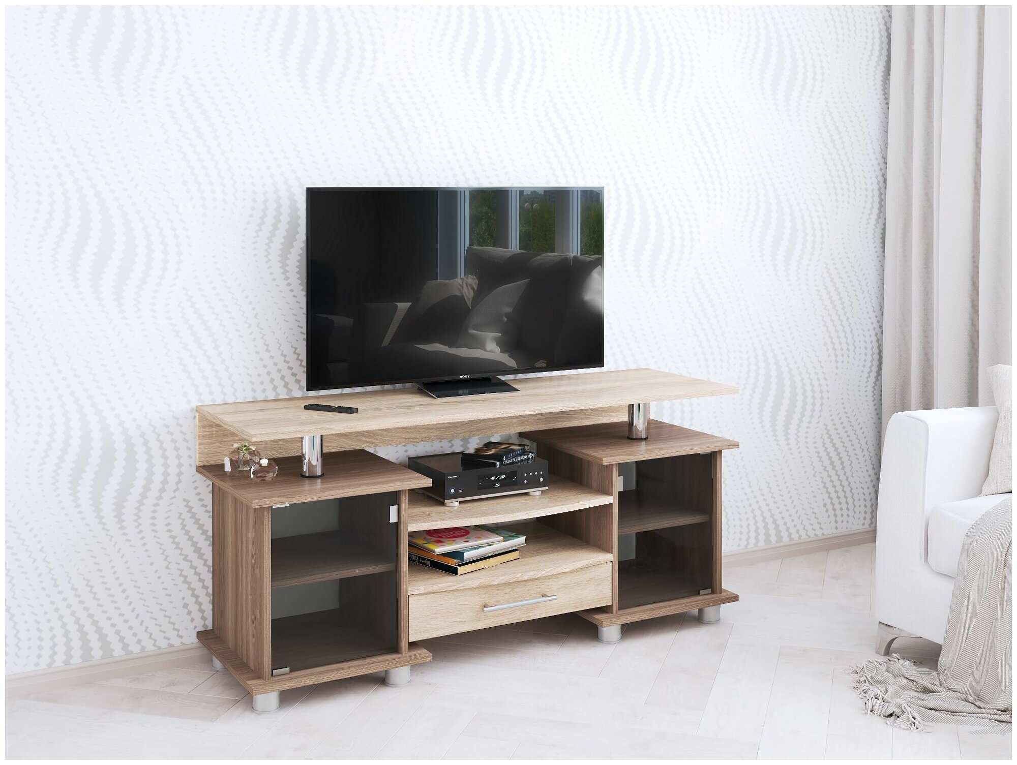 ARNIKA Тумба для ТВ с полками 003 (К2), ясень шимо/дуб сонома