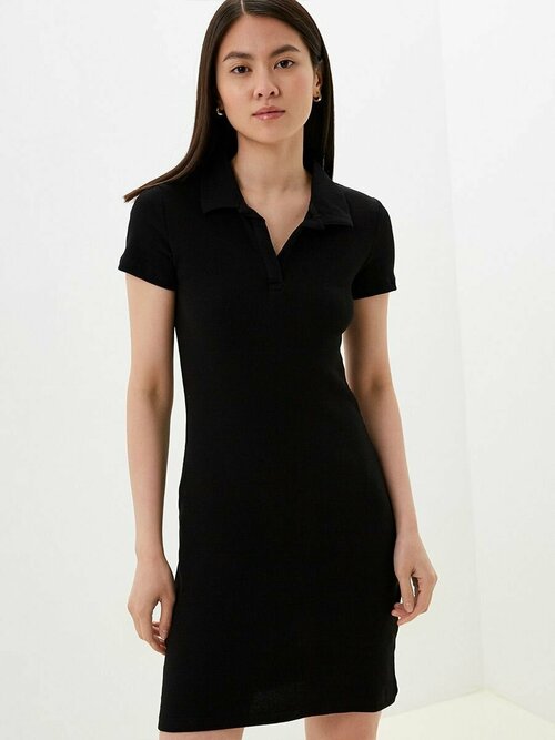 Платье-поло Liza Volkova, хлопок, повседневное, полуприлегающее, мини, размер 42, черный