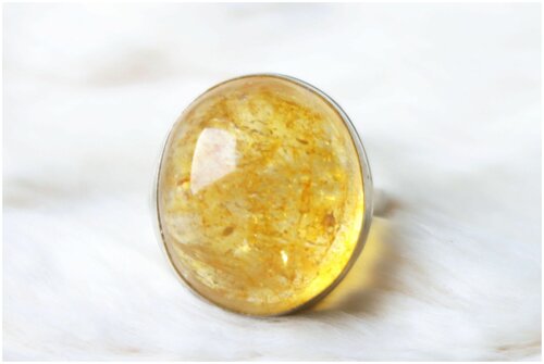 Кольцо 100% Ural, цитрин, размер 18, желтый