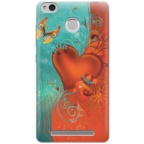 фото Cиликоновый чехол на xiaomi redmi 3 pro / сяоми редми 3 про с принтом "сердце и бабочка" gosso