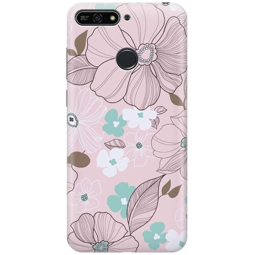 фото Re:paчехол - накладка artcolor для huawei y6 prime (2018) / honor 7c / honor 7a pro с принтом "розовые цветы"