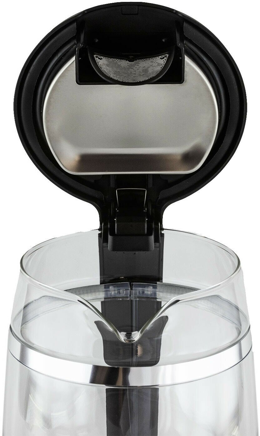 Чайник электрический JVC, JK-KE1815, черный, 1.7 л, 2200 Вт, скрытый нагревательный элемент, стекло - фотография № 4