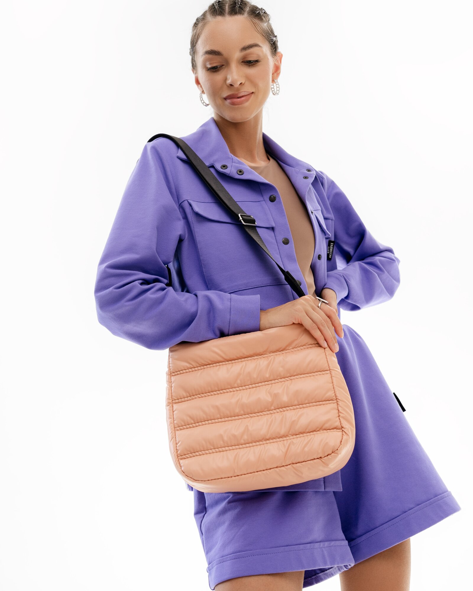 Сумка кросс-боди FABRIZIO CLUB, фактура лаковая, персиковый — фото 1