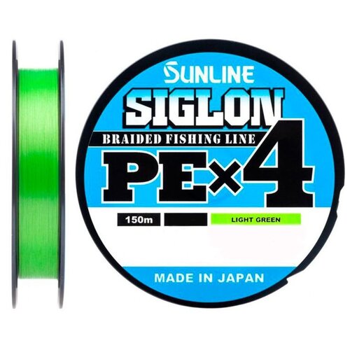 Плетеный шнур Sunline Siglon PEx4 d=0.209 мм, 300 м, 11 кг, light green, 1 шт.