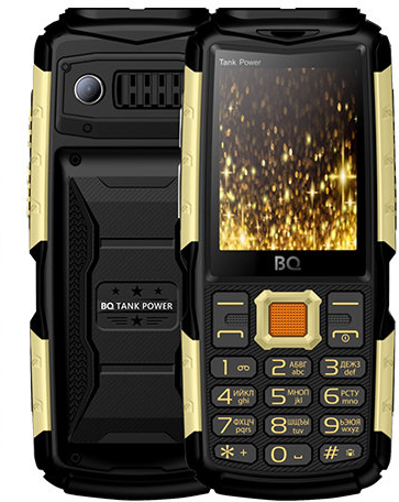 Мобильный телефон BQ BQ-2430 Tank Power 2.4", 4000 мА·ч, черный/золотистый