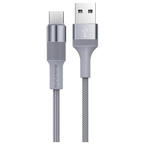 Кабель Borofone USB - USB Type-C Outstanding (BX21), 1 м, 1 шт., серый borofone кабель borofone bx21 lightning usb 2 4 а 1 м тканевая оплётка красный