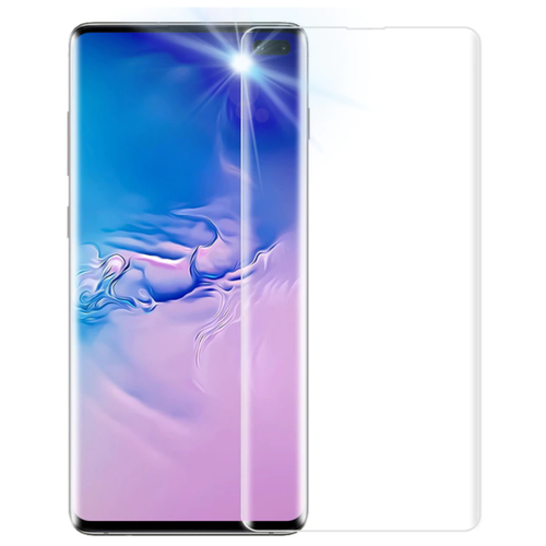 Защитная пленка MyPads (только на плоскую поверхность экрана НЕ закругленная) для телефона Samsung Galaxy S10+ Plus глянцевая