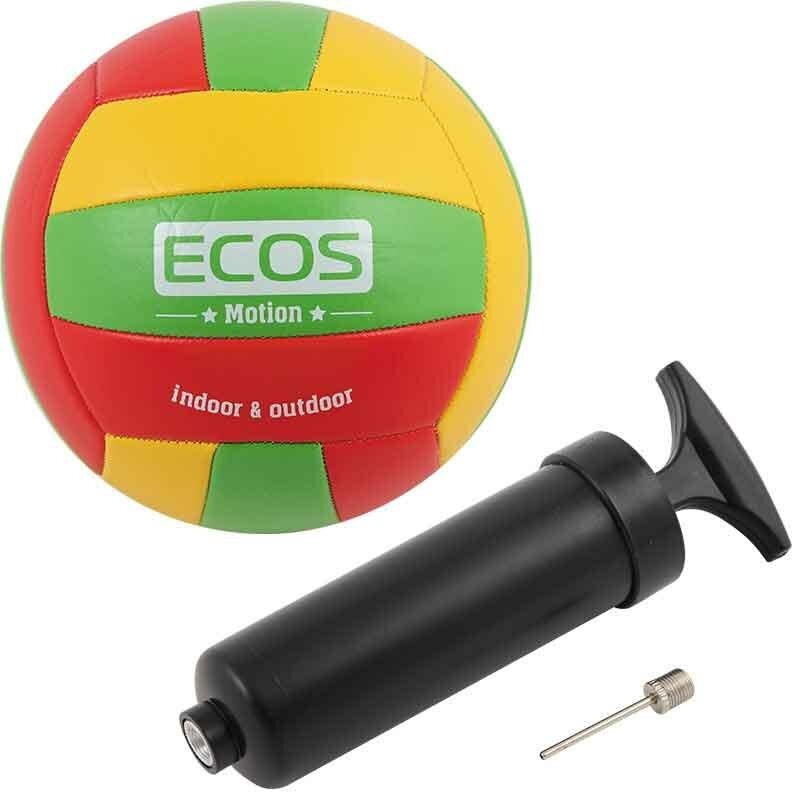 Волейбольный мяч ECOS Motion и насос VB105P разноцветный